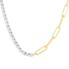 Half Diamond Half Paperclip Tennis Necklace