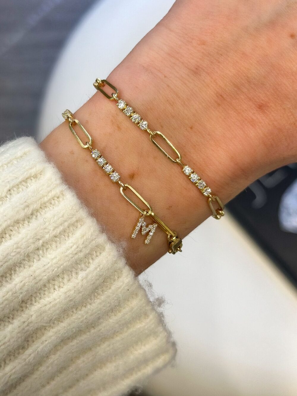 Station Diamond Half Paperclip Bracelet | Verstolo
