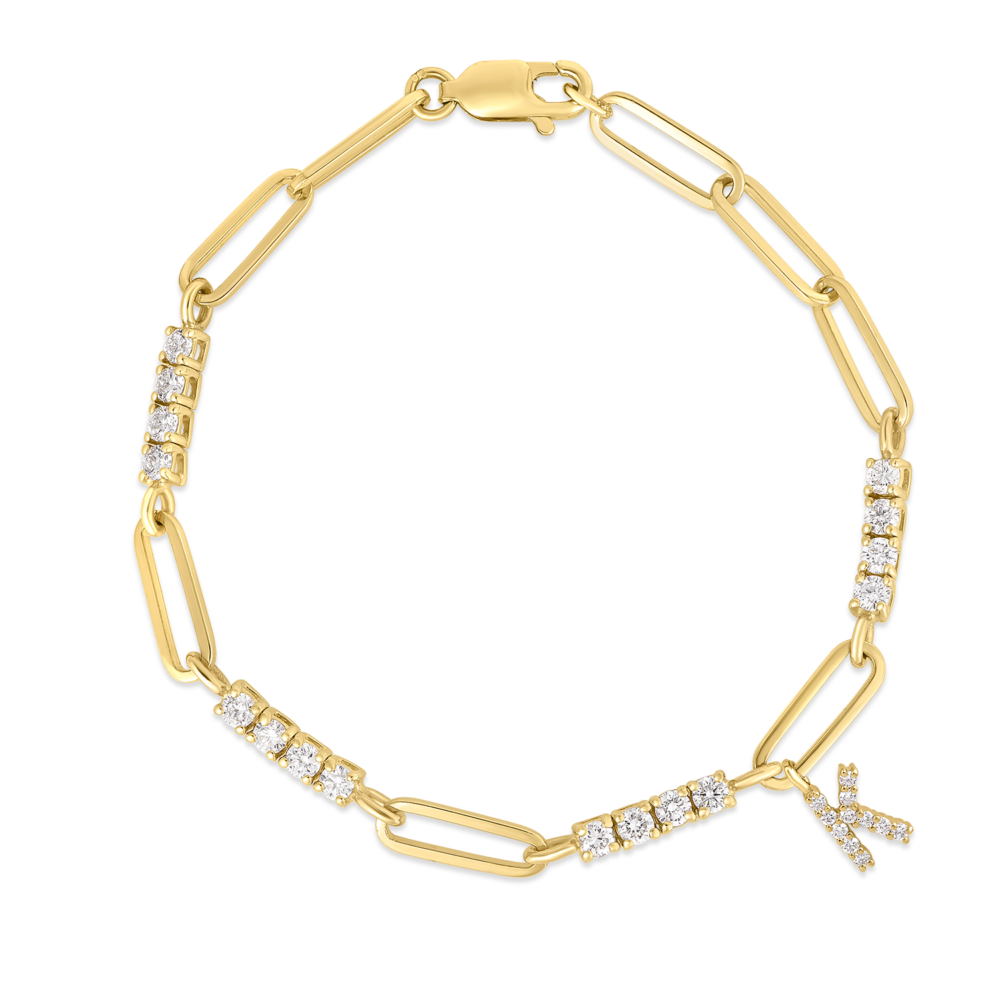 Station Diamond Half Paperclip Bracelet - Verstolo