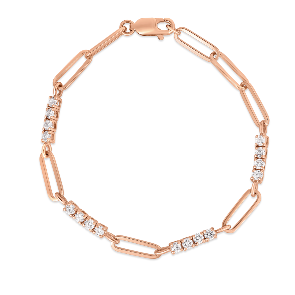 Station Diamond Half Paperclip Bracelet | Verstolo
