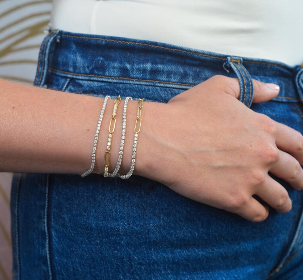 Station Diamond Half Paperclip Bracelet | Verstolo