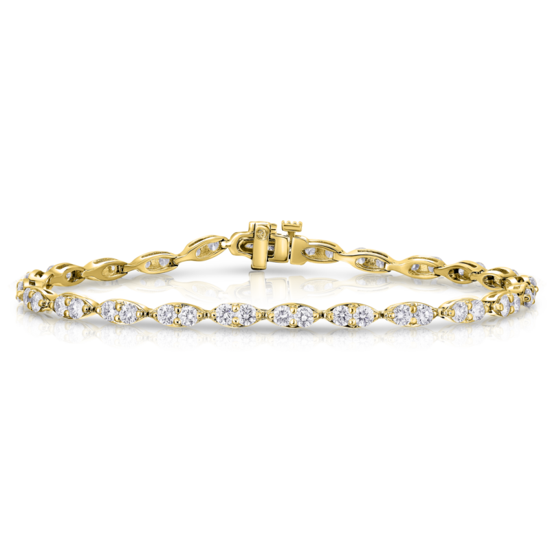 East West marquise illusion diamond bracelet in 14K yellow gold, 3.00ctw