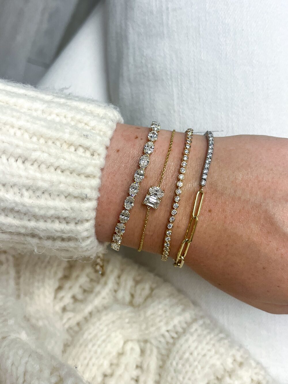 Half Diamond Half Paperclip Bracelet | Verstolo