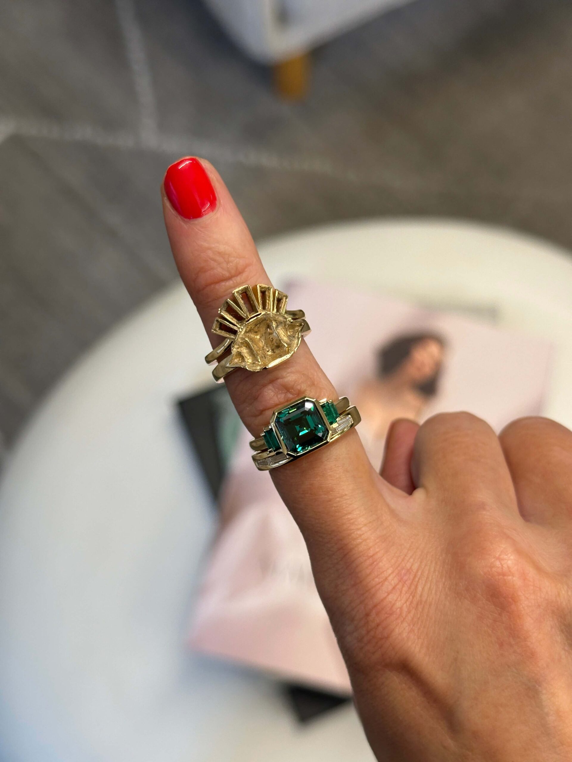 Mixed metal bridal jewelry featuring white gold and yellow gold rings Mixed Metal Bridal Jewelry