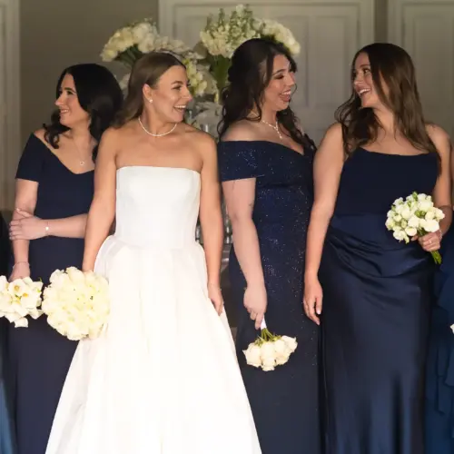 Bride wearing statement diamond jewelry for her wedding day