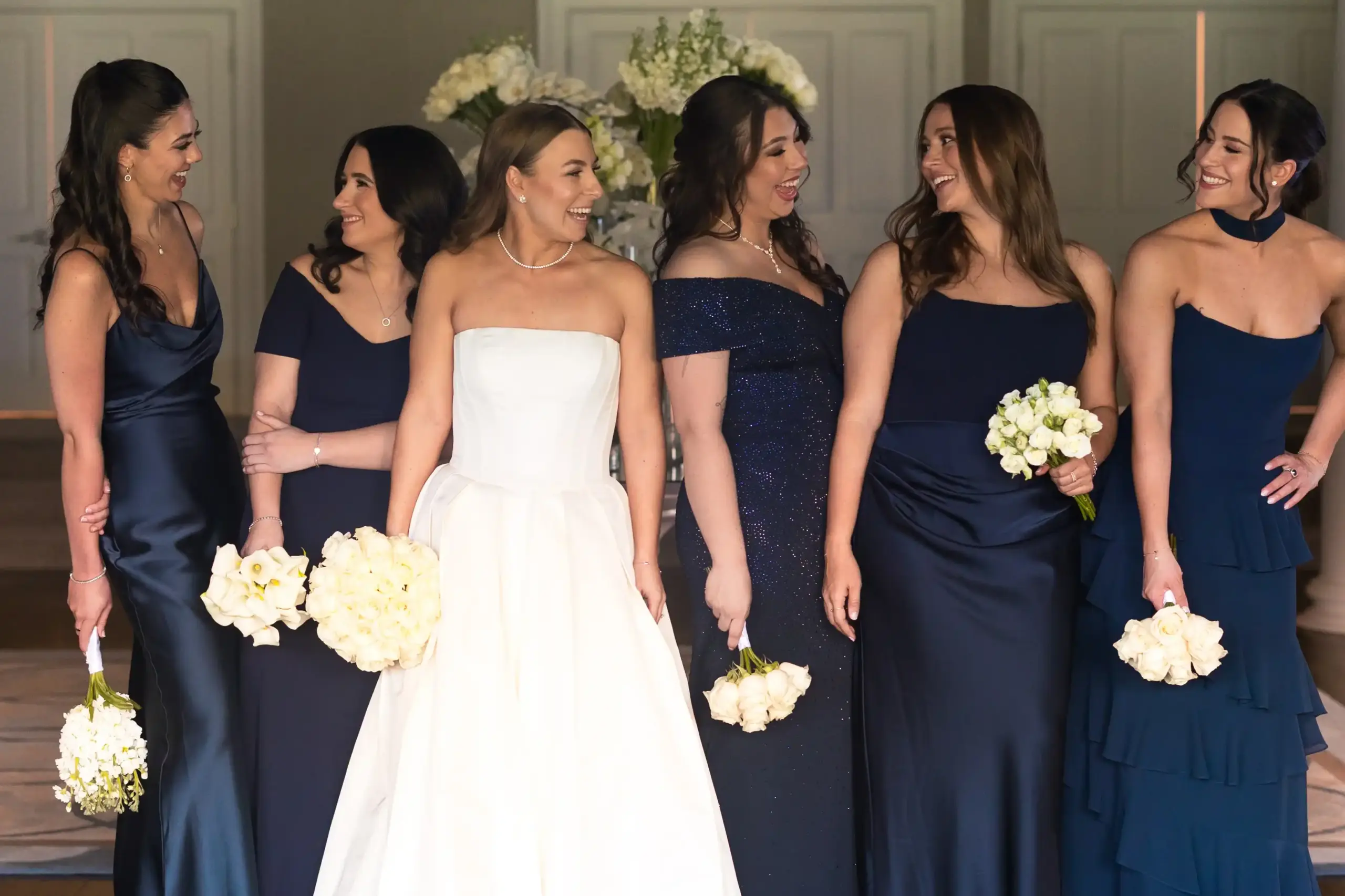 Bride wearing statement diamond jewelry for her wedding day